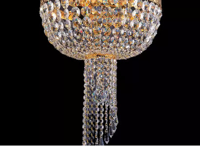 Lüster Deckenleuchter Luxus Gold Kronleuchter Deckenlampe Kristall Art