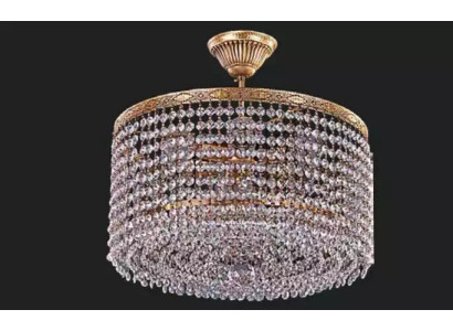 Runder Lüster Deckenleuchter Luxus Gold Kronleuchter Deckenlampe Kristall Art