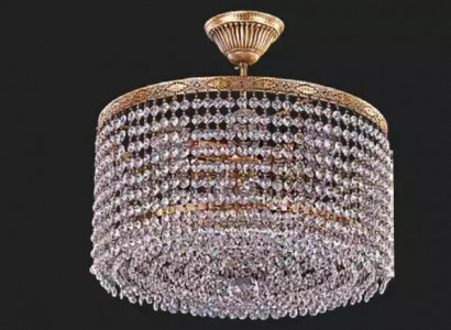 Runder Lüster Deckenleuchter Luxus Gold Kronleuchter Deckenlampe Kristall Art