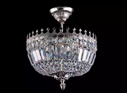 Deckenleuchter Luxus Silber Kronleuchter Deckenlampe Lüster Kristall