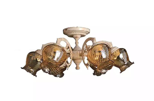 Deckenlampe Deckenleuchter Lüster Kronleuchter Lampen Glas Beige Art