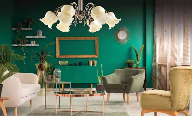 Lüster Deckenleuchter Kronleuchter Deckenlampe Lampen Silber Beige