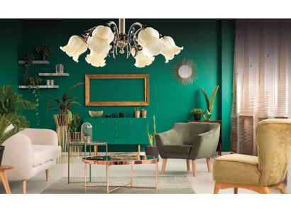 Lüster Deckenleuchter Kronleuchter Deckenlampe Lampen Silber Beige