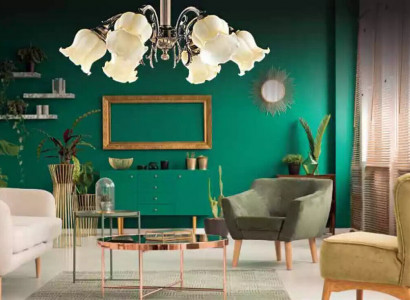 Lüster Deckenleuchter Kronleuchter Deckenlampe Lampen Silber Beige