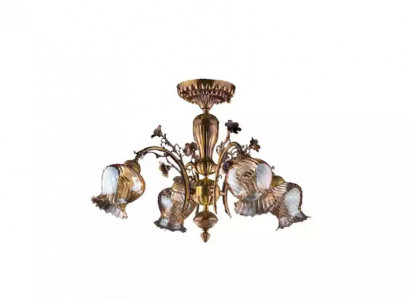 Deckenleuchter Blumen Lüster Kronleuchter Deckenlampe Lampe Glas Braun