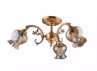 Kronleuchter Deckenleuchter Lüster Deckenlampe Lampen Glas Gold Art