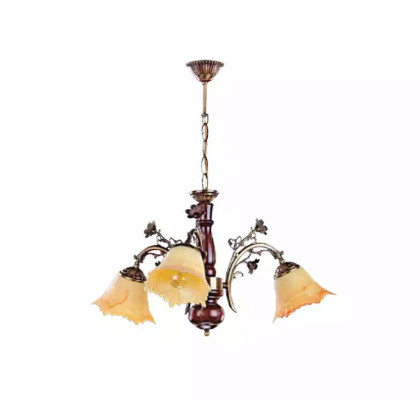 Lüster Deckenlampe Blumen Deckenleuchter Kronleuchter Lampe Glas Beige