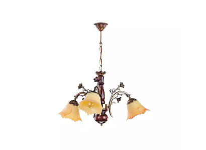 Lüster Deckenlampe Blumen Deckenleuchter Kronleuchter Lampe Glas Beige