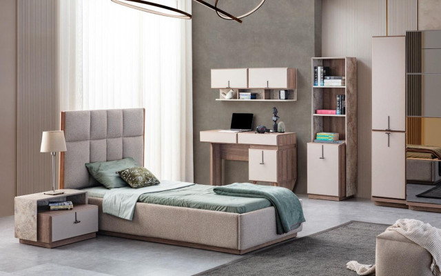 Kinderzimmer Möbel Designer Einzelbett Holz Nachttisch Schreibtisch 4tlg