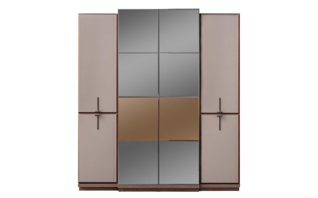 Beiger Schlafzimmerschrank Designer Holz Kleiderschrank Glasschrank Neu