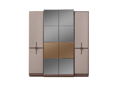 Beiger Schlafzimmerschrank Designer Holz Kleiderschrank Glasschrank Neu