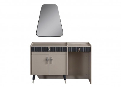 Beiger Schminktisch Holz Kosmetiktisch Designer Konsole Spiegel 2tlg