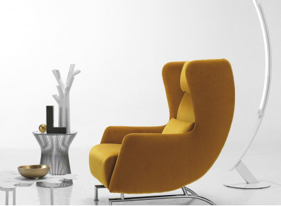 Sessel Sitz Einsitzer Design Gelb Polster Wohnzimmer Möbel Ohrensessel Prianera