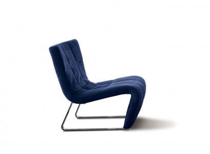 Sessel ohne Armlehne Luxus Polster Design Möbel Italienischer Stil Textil Blau