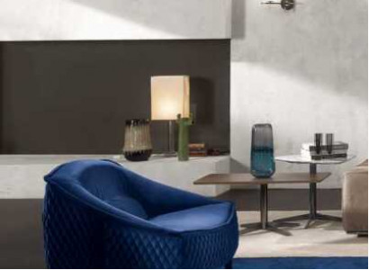 Sessel Möbel Modern Stoff Lounge Textil Luxus Sitz Relax Möbel Blau Prianera