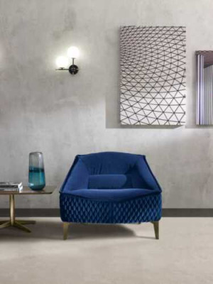 Sessel Möbel Modern Stoff Lounge Textil Luxus Sitz Relax Möbel Blau Prianera