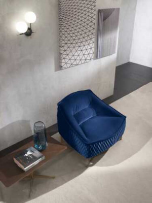 Sessel Möbel Modern Stoff Lounge Textil Luxus Sitz Relax Möbel Blau Prianera