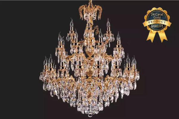 Moderne Kronleuchter Leuchte klassisch Luxus Wohnzimmer Brass Kristall