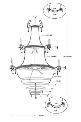 Leuchten Leuchte Kronleuchter Kristalllampe Lampen Deckenleuchte Lampe 135x230