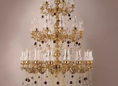 Luxus Deckenleuchte Gold Kronleuchter Deckenlampe Lüster Kristall 130x280cm