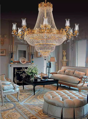 Luxus Deckenleuchte Kronleuchte Deckenlampe Luster Gold Kristall Lampe