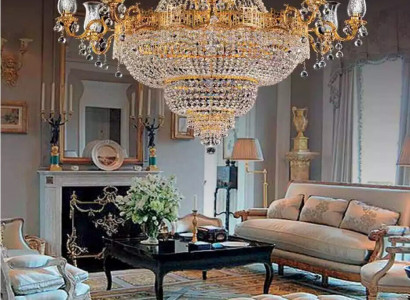 Luxus Deckenleuchte Kronleuchte Deckenlampe Luster Gold Kristall Lampe