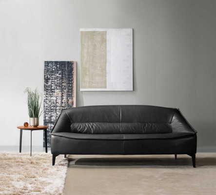 Dreisitzer Luxus Sofa 3 Sitzer Sofas Sitz Leder Design Couch Möbel Stil Schwarz
