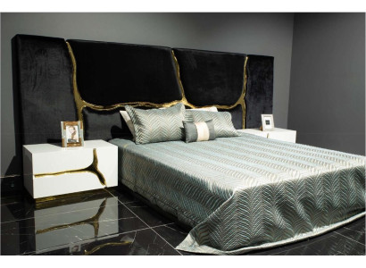 Schlafzimmer Garnitur Doppelbett Luxus Bett Nachttische Modern Schwarz