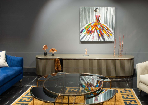 Sideboard RTV Lowboard TV Ständer Beige Holz Design Tisch Wohnzimmer