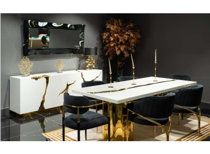 Esszimmermöbel Essgruppe Essecke Luxus Esstisch Stühle Weiß 9tlg Holz