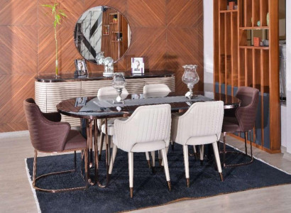 Komplette Esszimmer Essgruppe Essecke Tisch Stühle Braun Set 7tlg Holz