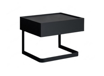 Schlafzimmer Nachttisch Schwarzer Stilvoller aus Holz und Edelstahl Neu