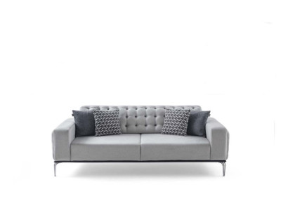 Moderner Chesterfield Hellgrauer 3-Sitzer Wohnzimmer Luxus Dreisitzer