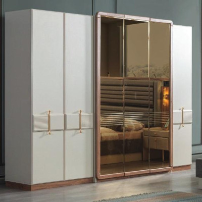 Weißer Kleiderschrank Designer Holz Schrank Schlafzimmer Glasschrank