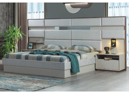 Weiße Schlafzimmer Möbel Designer Doppelbett Luxus 2x Holz Nachttische