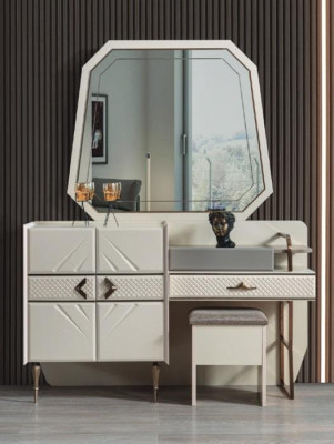 Weiße Schlafzimmer Garnitur Luxus Möbel Schminktisch Mit Polster Hocker