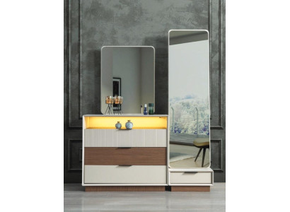 Schlafzimmer Designer Kommode Mit Spiegel LED Beleuchtung Holz Möbel