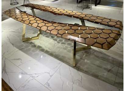 XXL Esszimmertisch Esstisch Epoxidharz Küchentisch Groß Holz Braun