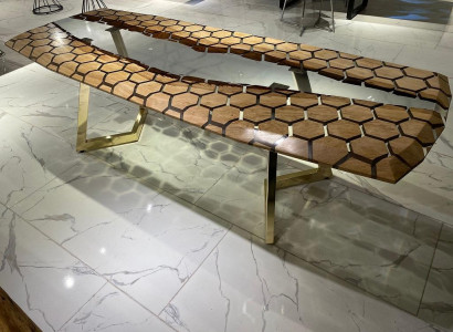 XXL Esszimmertisch Esstisch Epoxidharz Küchentisch Groß Holz Braun