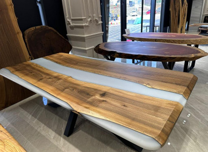 Esszimmertisch Küchentisch Esstisch Epoxidharz Tisch 240 cm Holz Braun