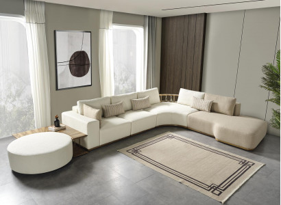 Weißes Modernes Ecksofa L-Form Couch Luxus Polstersofa Wohnzimmermöbel