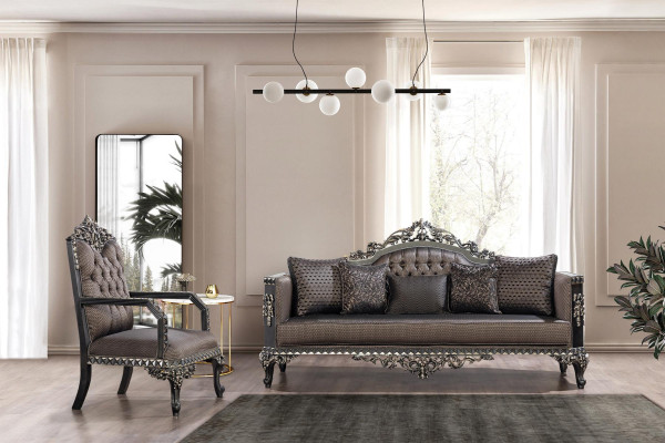 Luxus Chesterfield Sofagarnitur 3+1 Sitzer Klassische Sofa Barock Polster Sitz