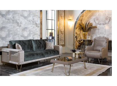 Sofagarnitur 3+1 Sitzer+Couchtisch Modern Beistelltisch Textil Komplett Beige