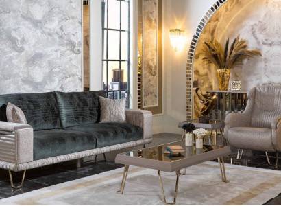 Sofagarnitur 3+1 Sitzer+Couchtisch Modern Beistelltisch Textil Komplett Beige