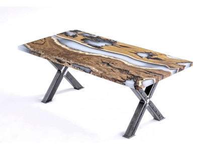 Küchentisch Esstisch Epoxidharz Esszimmertisch Tisch 160 cm Holz Braun