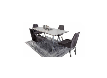 Komplett Set Esstisch 4x Stühle Esszimmer Set Ess Gruppe Metall Tisch neu