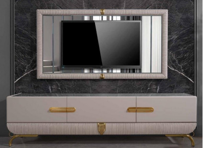 Wohnwänd Wand Holz Modern Stil Regal Wohnzimmer Möbel Schrank RTV mit TV Rahmen