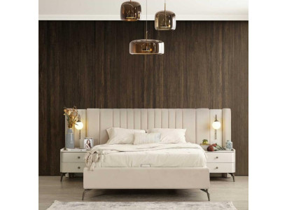 Luxus Schlafzimmer Bett und 2x Nachttische 3tlg. Set Design Einrichtung