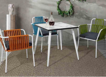 Moderne Esszimmer Möbel Terrassen 4x Stühle Edelstahlmöbel