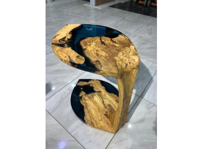 Beisteltisch Kaffeetisch Couchtisch Epoxidharz Braun Wohnzimmer Design